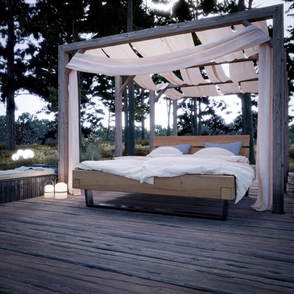 Frigg Snedker Bjælke Sengeramme med Gavl og Metalben i Massiv FSC Egetræ fra Organic Sleep - Image 4