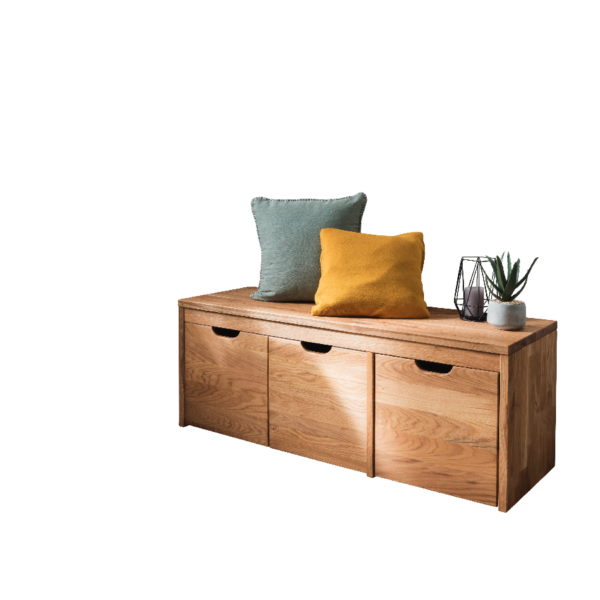 Loke Snedker Bænk med 3 Skuffer i Massiv FSC Egetræ og Naturolie fra Organic Sleep | B40 x H45 x L120 - Image 2