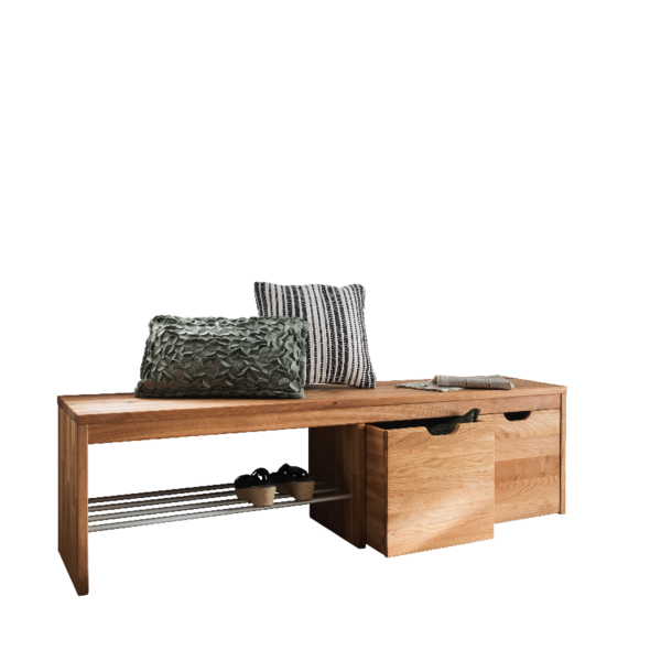 Loke Snedker Skoreol med 2 Skuffer i Massiv FSC Egetræ og Naturolie fra Organic Sleep | B40 x H45 x L160 - Image 2