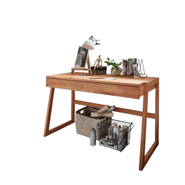 Sif Snedker Skrivebord i Massiv FSC Bøgetræ og Naturolie med Skrivebordshylde fra Organic Sleep | 1 Skuffe - B55 x H94 x L126 - Billede 2