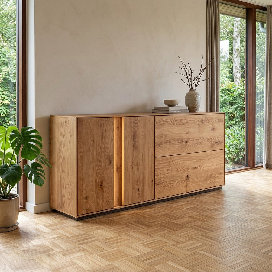 Idun kommode bred i massiv egetræ – olieret – billede 1