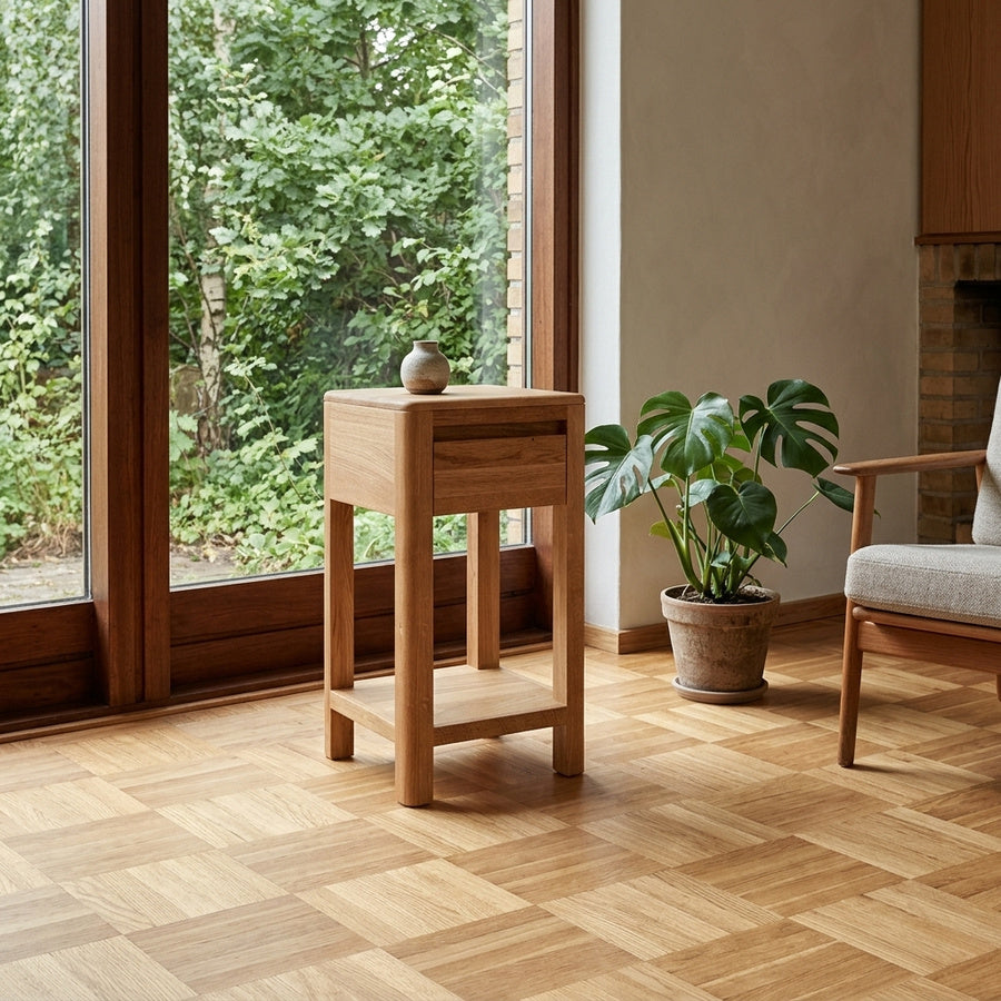 Hermod sidebord til planter i massiv egetræ – billede 1