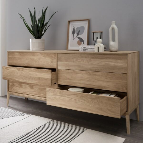 Heimdal Skænk med 6 skuffer i Massiv Egetræ fra Organic Sleep | Bianco Lys olie - Billede 2