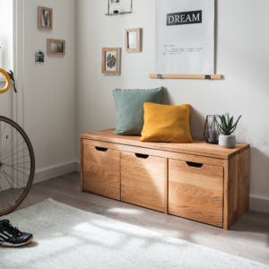 Loke Snedker Bænk med 3 Skuffer i Massiv FSC Egetræ og Naturolie fra Organic Sleep | B40 x H45 x L120