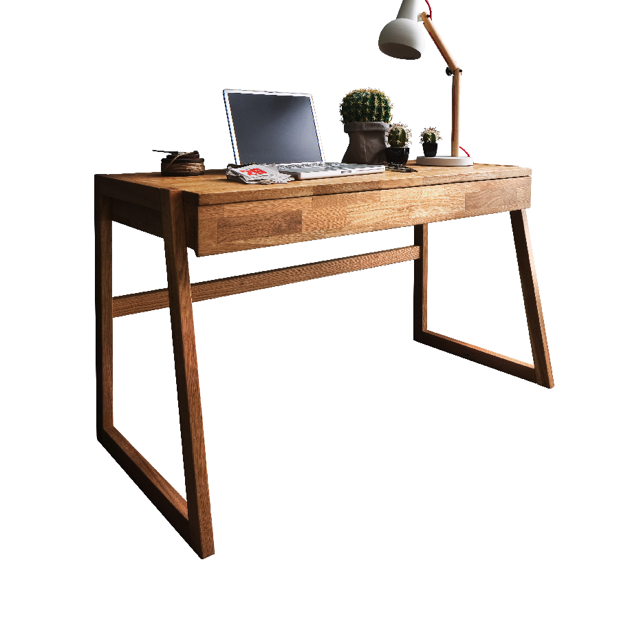 Loke Snedker Skrivebord i Massiv FSC Egetræ og Naturolie med Skrivebordshylde fra Organic Sleep | 1 Skuffe - B55 x H94 x L126 - Billede 6